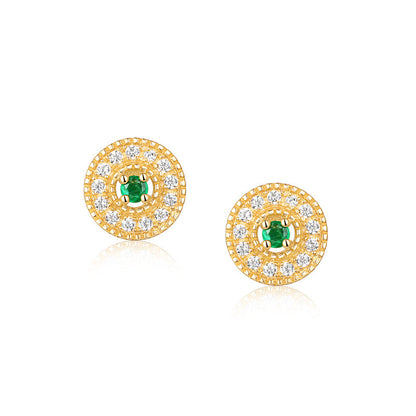 Fashionable Geometric Round Emerald Retro Style Earrings