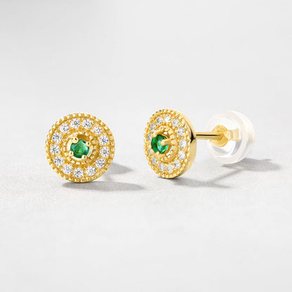 Fashionable Geometric Round Emerald Retro Style Earrings