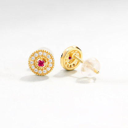 Fashionable Geometric Round Emerald Retro Style Earrings