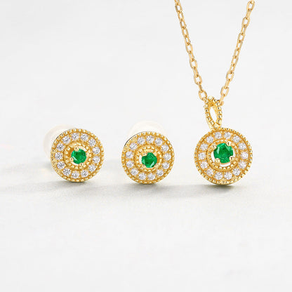 Fashionable Geometric Round Emerald Retro Style Earrings