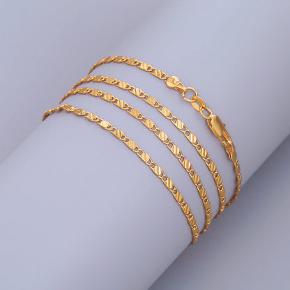 Brocade Gold Plated Flat Chain Simple Bracelets