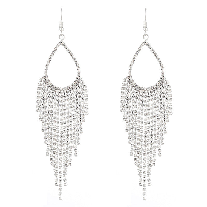 Chain Bridal Atmospheric Water Drop Exaggerated Earrings