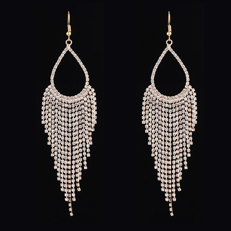 Chain Bridal Atmospheric Water Drop Exaggerated Earrings