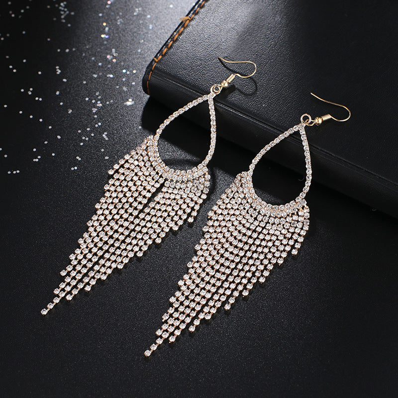 Chain Bridal Atmospheric Water Drop Exaggerated Earrings