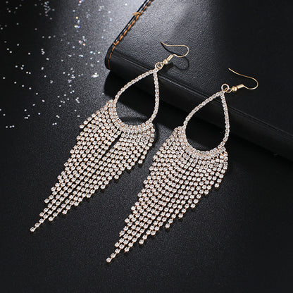 Chain Bridal Atmospheric Water Drop Exaggerated Earrings