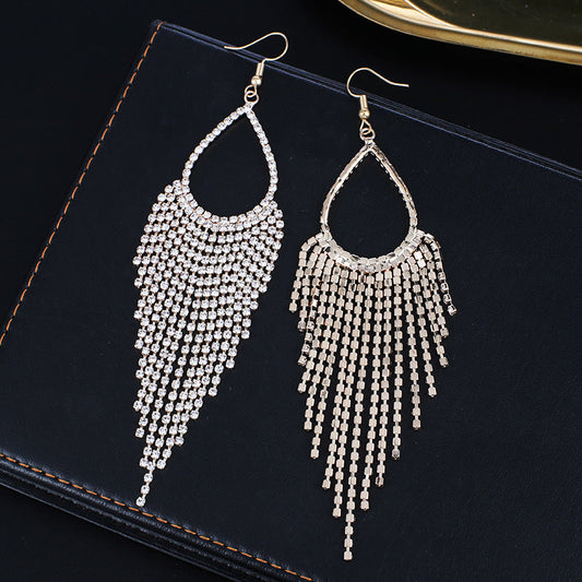 Chain Bridal Atmospheric Water Drop Exaggerated Earrings