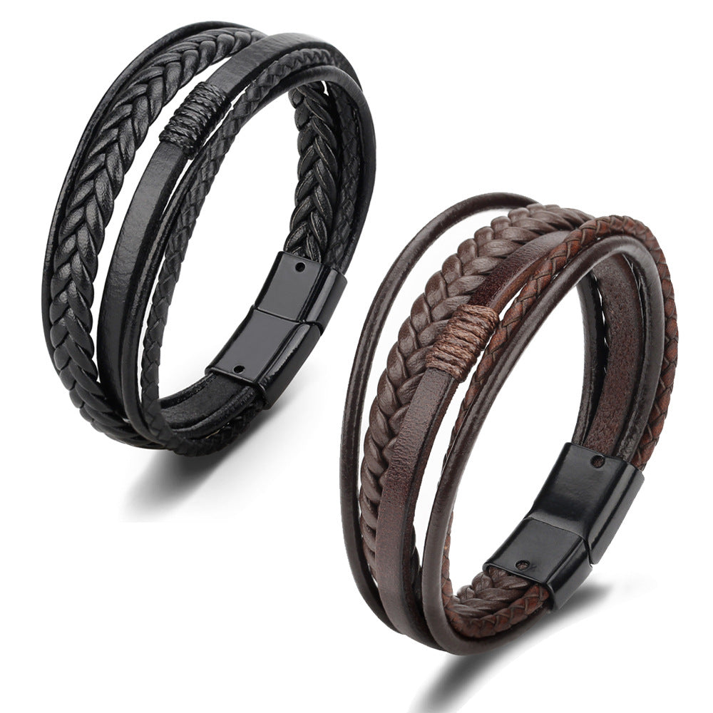 Men's Jewelry Fashion Leather Rope Hand Weaving Bracelets