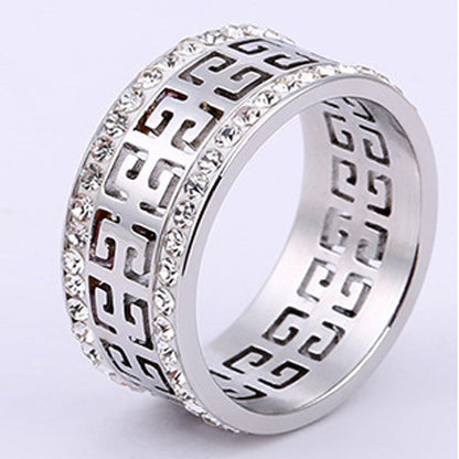 Wall Pattern Titanium Steel Design Double Row Drill Rings