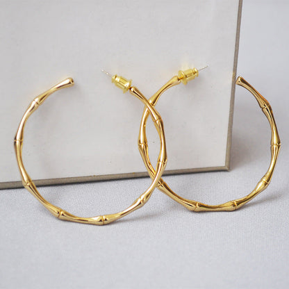 Exquisite Polished Gold-plated Bamboo Joint Simple And Exaggerated Earrings