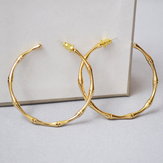 Exquisite Polished Gold-plated Bamboo Joint Simple And Exaggerated Earrings
