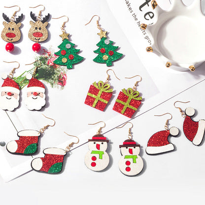 Cartoon Stereo Santa Claus Snowman Elk Earrings