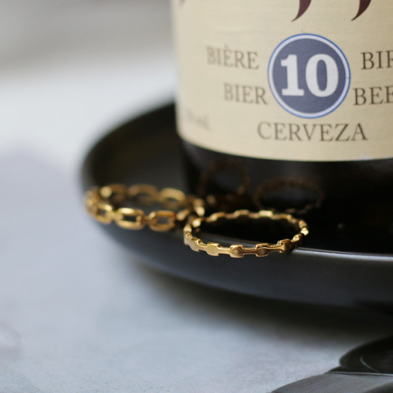 Women's Fashion Chain Hollow Square Set Thin Rings