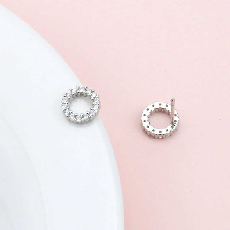 Women's Round Diamond Sterling Sier Personalized Super Earrings