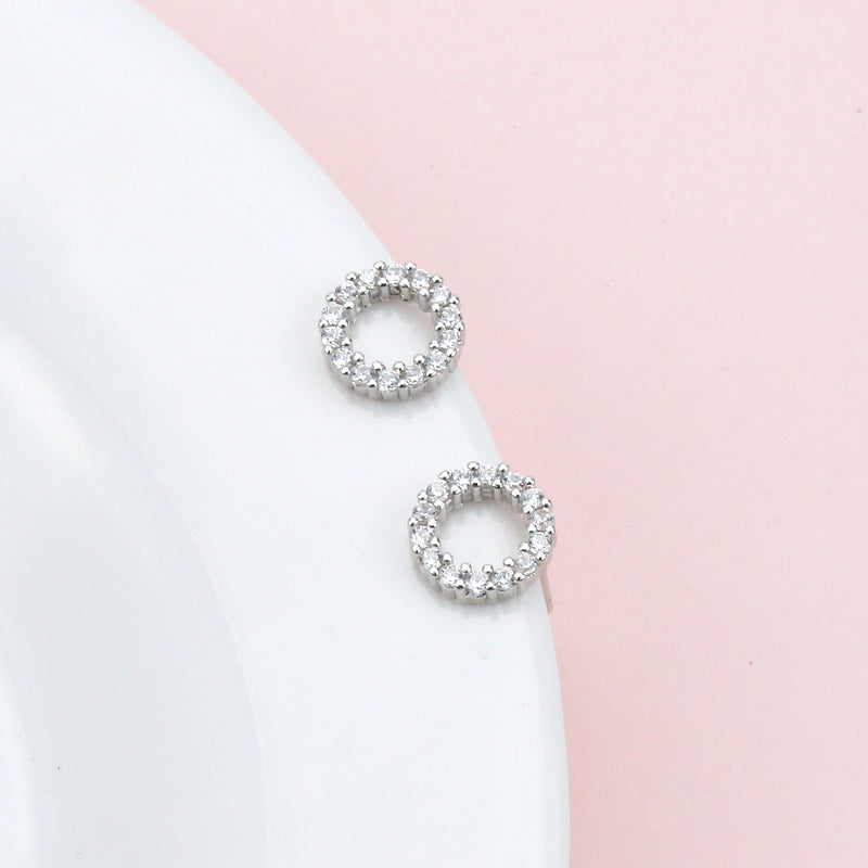 Women's Round Diamond Sterling Sier Personalized Super Earrings