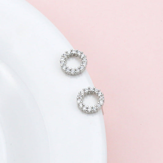 Women's Round Diamond Sterling Sier Personalized Super Earrings