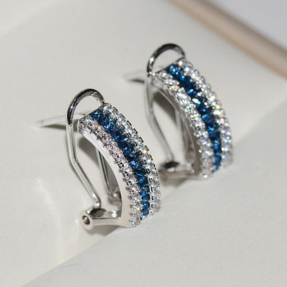 Women's White Gold Plated Color Imitation Sapphire Earrings