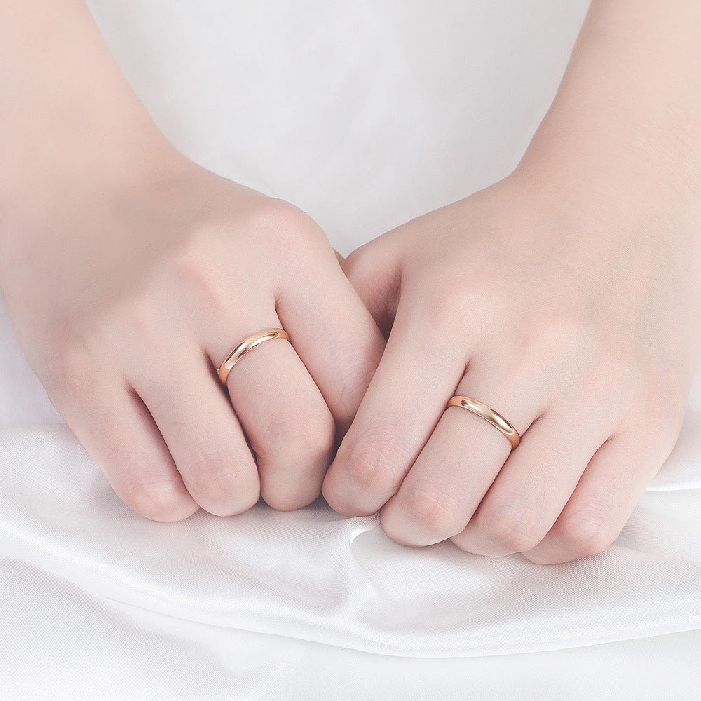 Women's & Men's Simple Glossy Pure Love Hand Jewelry Rose Rings