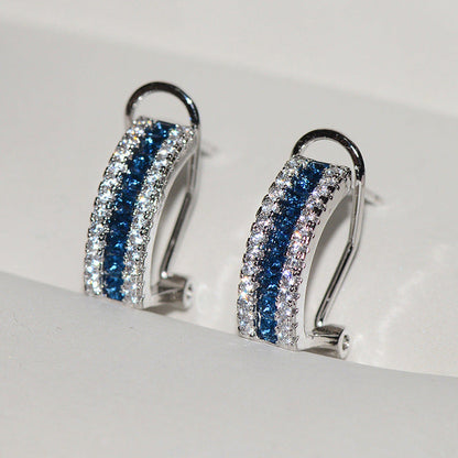 Women's White Gold Plated Color Imitation Sapphire Earrings