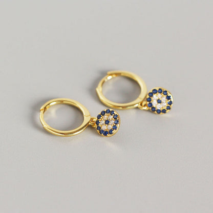 Women's Round Devil's Eye Ear Clip Sier Earrings