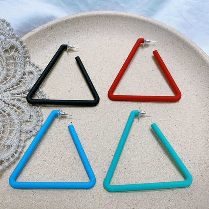 Women's Exaggerated Triangle Rubber Paint Good Texture Earrings