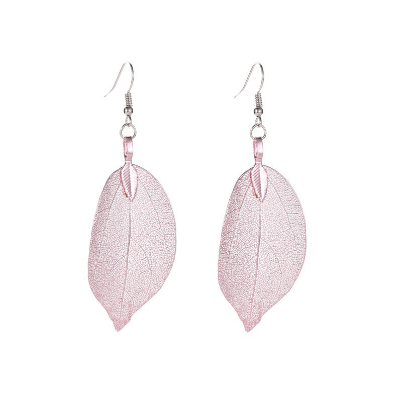 Vintage Fashion Temperament Long Hollow Leaves Earrings