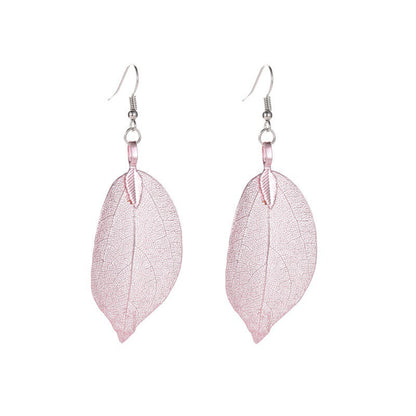 Vintage Fashion Temperament Long Hollow Leaves Earrings