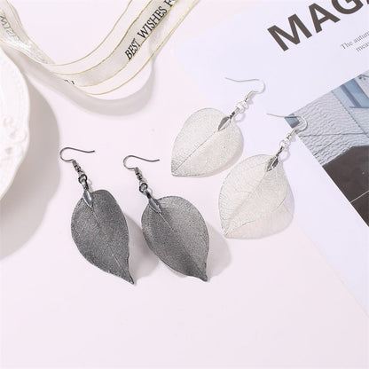 Vintage Fashion Temperament Long Hollow Leaves Earrings