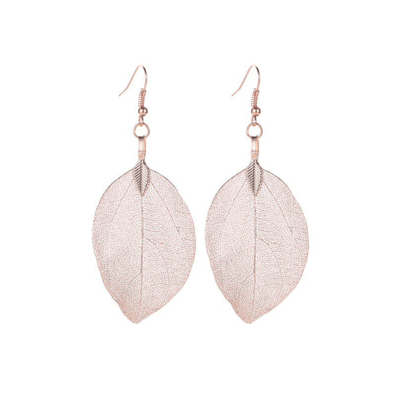 Vintage Fashion Temperament Long Hollow Leaves Earrings