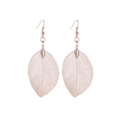 Vintage Fashion Temperament Long Hollow Leaves Earrings
