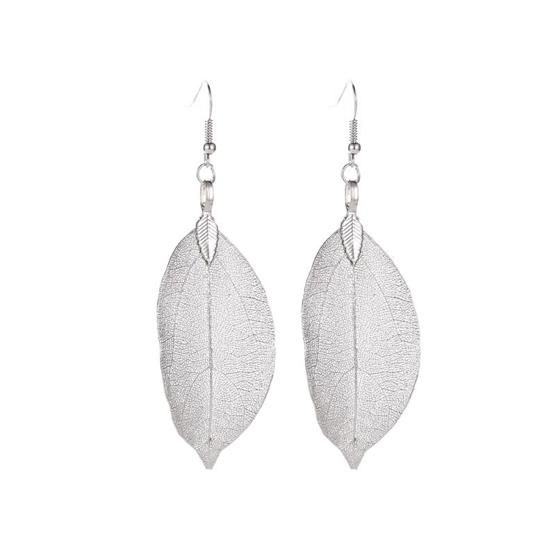Vintage Fashion Temperament Long Hollow Leaves Earrings