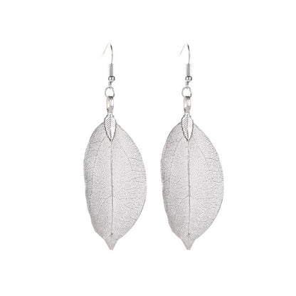 Vintage Fashion Temperament Long Hollow Leaves Earrings