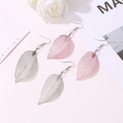 Vintage Fashion Temperament Long Hollow Leaves Earrings