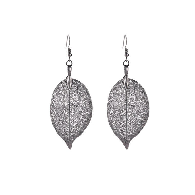 Vintage Fashion Temperament Long Hollow Leaves Earrings