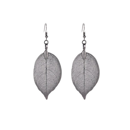 Vintage Fashion Temperament Long Hollow Leaves Earrings