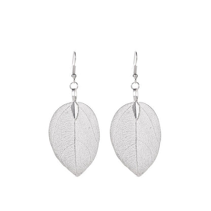 Vintage Fashion Temperament Long Hollow Leaves Earrings