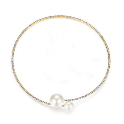 Women's Rhinestone Single Row Large And Small Necklaces