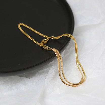 Women's Bone Double Layer Wheat Tassel Chain Titanium Bracelets