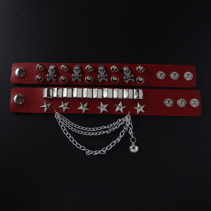 Wide Domineering Personalized Skull Rivet Punk Bracelets