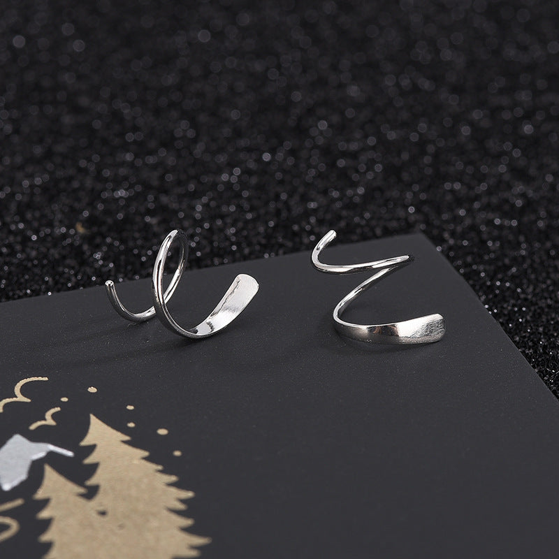 Women's Sier Small Fresh Geometric Rotary Argent Earrings