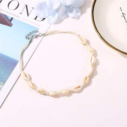 Women's Black Knotted Beach Style Natural Shell Necklaces