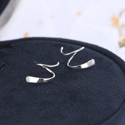 Women's Sier Small Fresh Geometric Rotary Argent Earrings