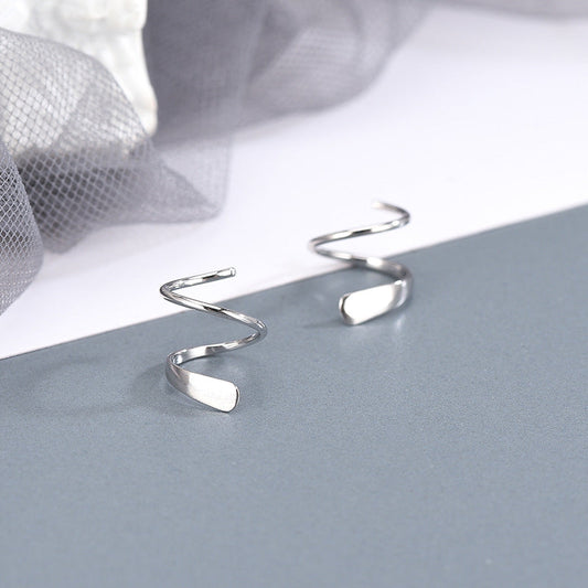 Women's Sier Small Fresh Geometric Rotary Argent Earrings