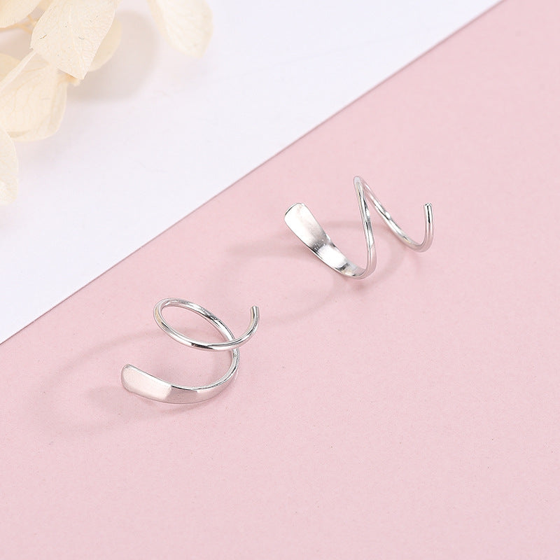 Women's Sier Small Fresh Geometric Rotary Argent Earrings