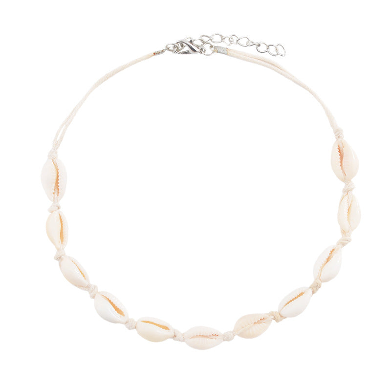 Women's Black Knotted Beach Style Natural Shell Necklaces