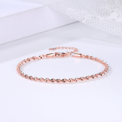 Women's Plated Sterling Sier Twisted Caterpillar Korean Style Fashion Popular Bracelets