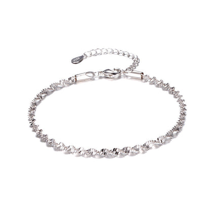 Women's Plated Sterling Sier Twisted Caterpillar Korean Style Fashion Popular Bracelets