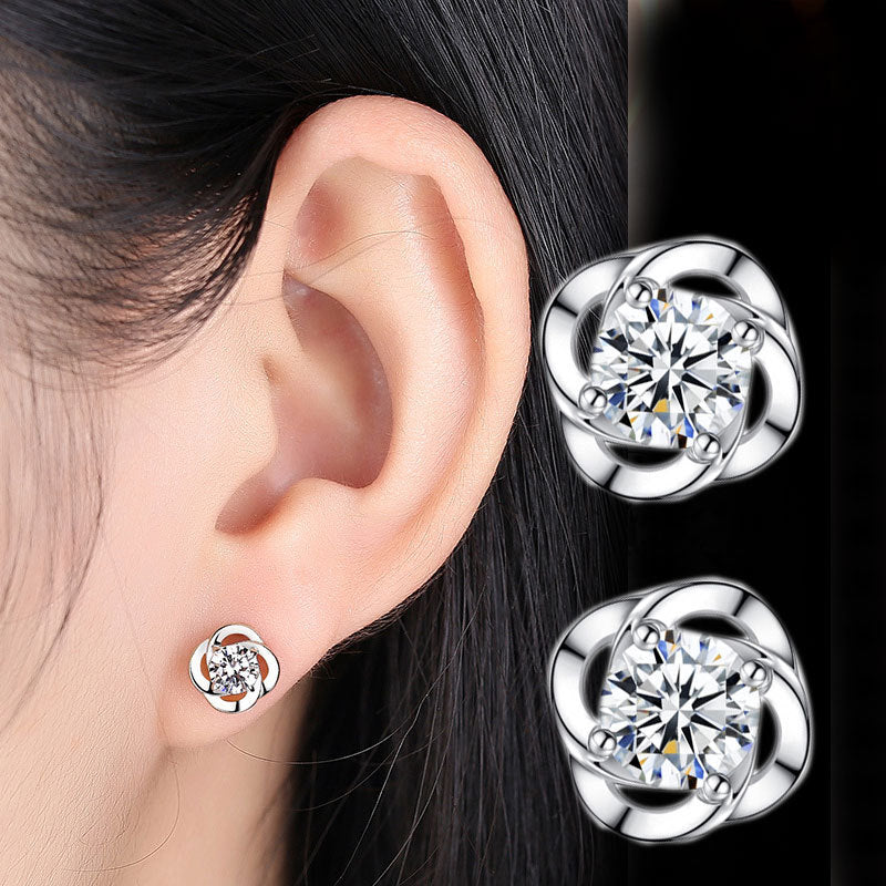 Simple Shiny Happy Four-leaf Clover Korean Style Earrings