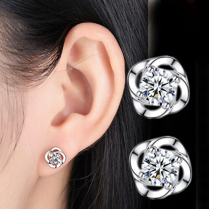 Simple Shiny Happy Four-leaf Clover Korean Style Earrings