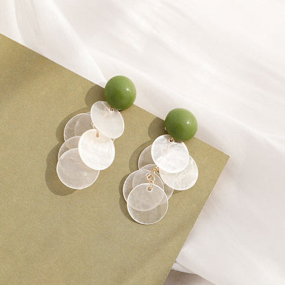 Sterling Sier Cream Green Natural Shell Earrings