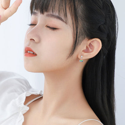 Sterling Sier Rainbow Fan Fashion Rhinestone Earrings